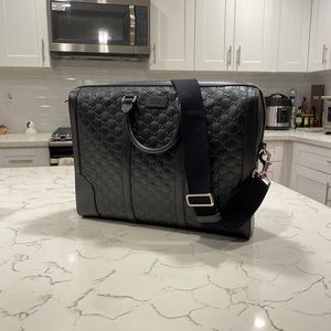 Authentic Gucci black leather briefcase laptop bag